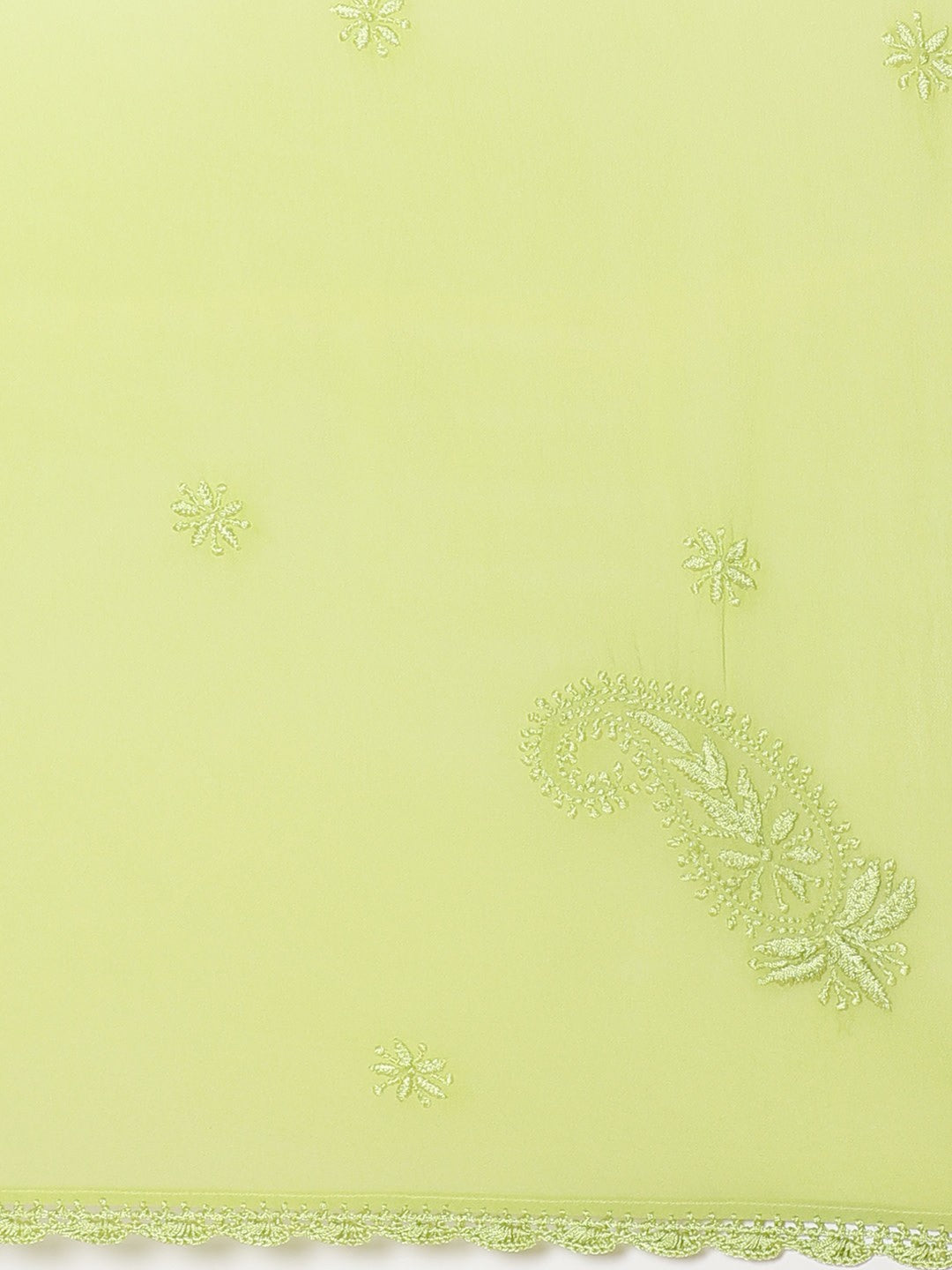 Ada Hand Embroidered Green Georgette Lucknowi Chikankari Dupatta A100452