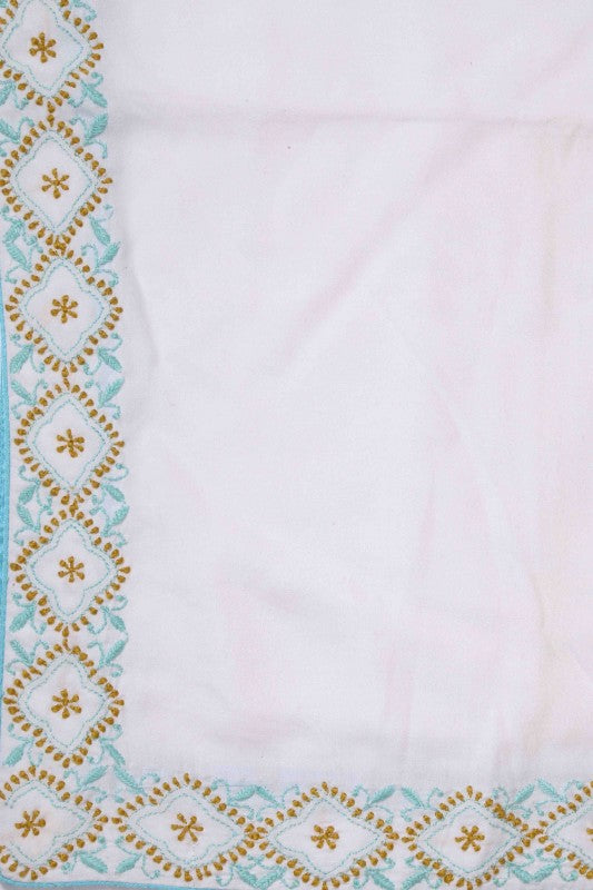 Ada Hand Embroidered White Cotton Lucknowi Chikankari Table Cover - A198525