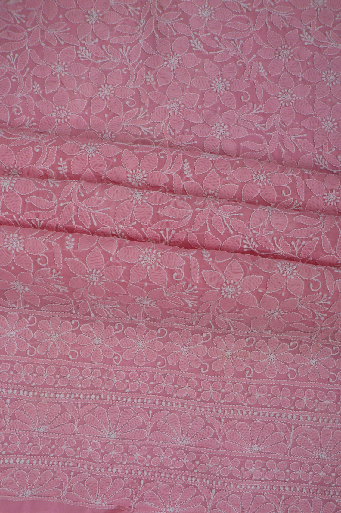 Ada Hand Embroidered Pink Cotton Lucknowi Chikankari Unstitched Suit Piece 01A197690