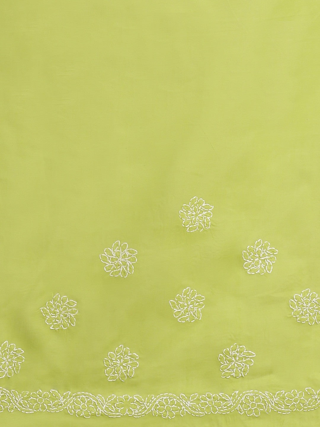 Ada Hand Embroidered Green Cotton Lucknow Chikan Saree With Blouse- A311161