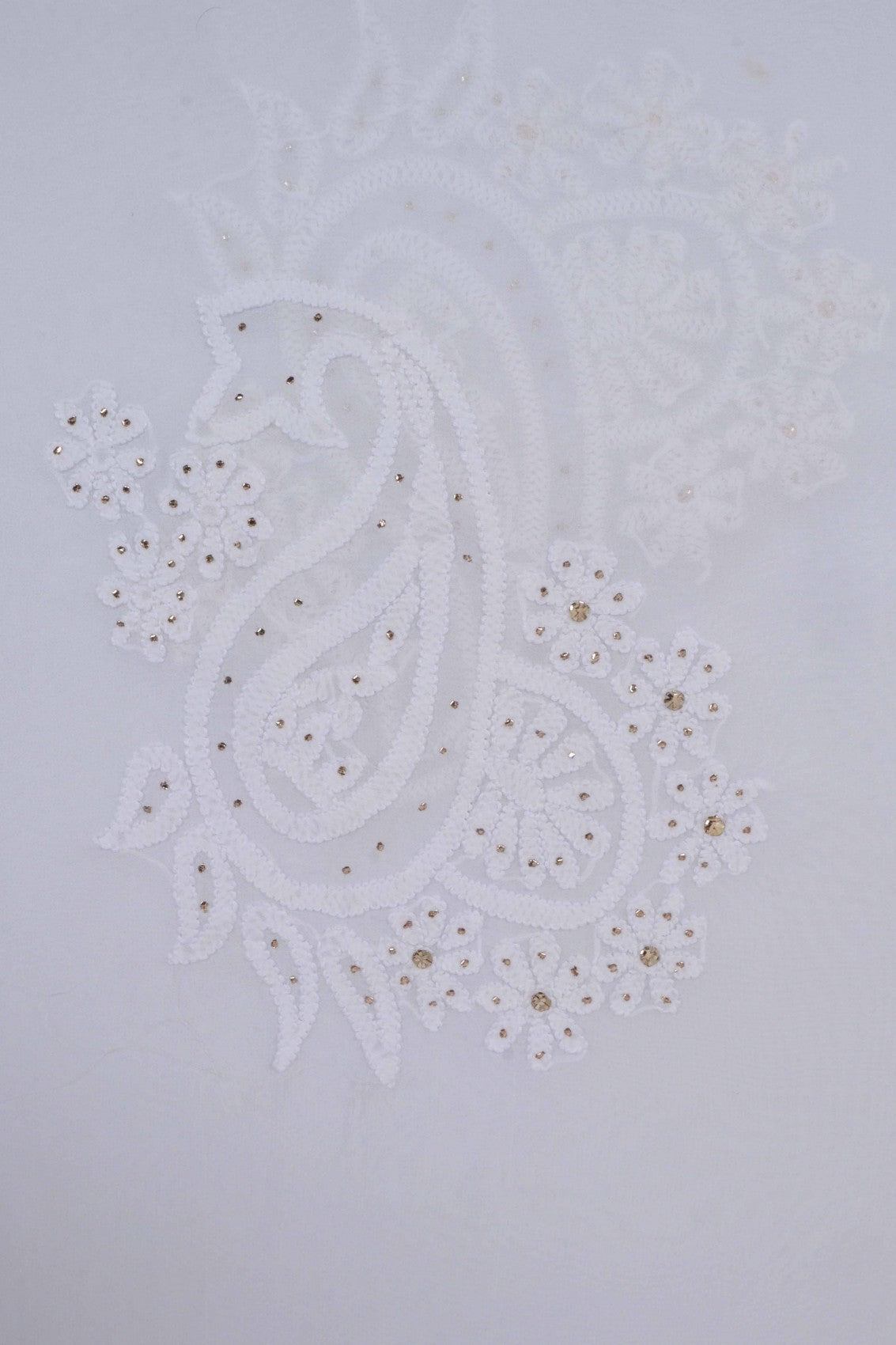 Ada Hand Embroidered White Georgette Lucknowi Chikankari Saree/Blouse With Muqaish Work 01A179414