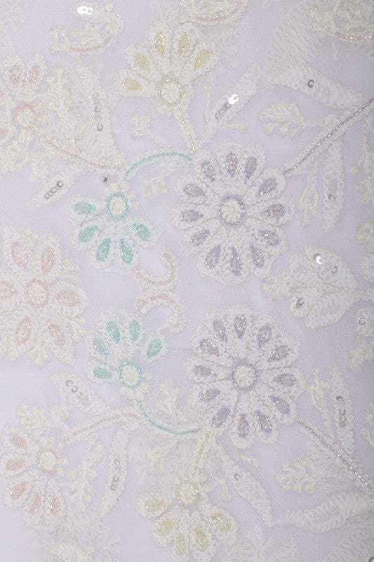 Ada Hand Embroidered White Georgette Lucknowi Chikankari Saree/Blouse with Sequinned Work A260377