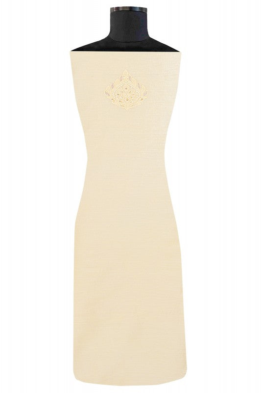 Ada Hand Embroidered Cream Chanderi Chikan Unstitched Kurta Piece With Sequinned Work- A485133