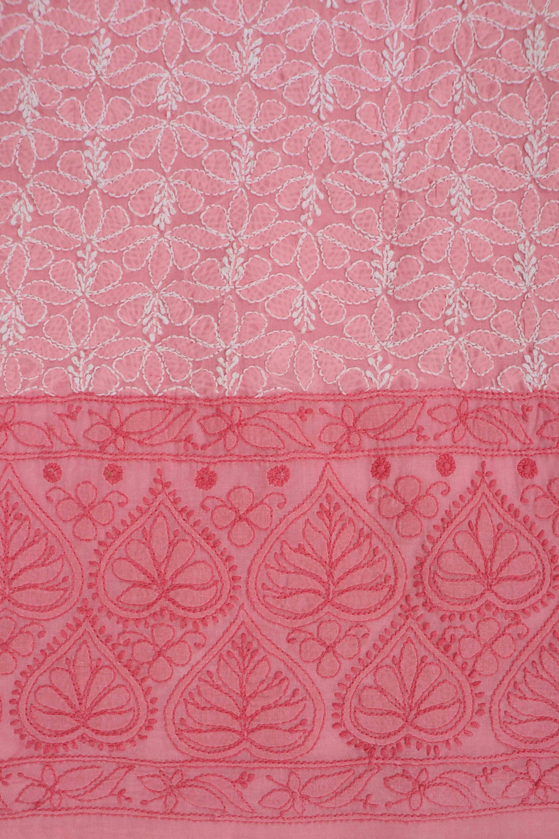 Ada Hand Embroidered Salmon Peach Cotton Lucknowi Chikankari Unstitched Suit Piece 01A189030