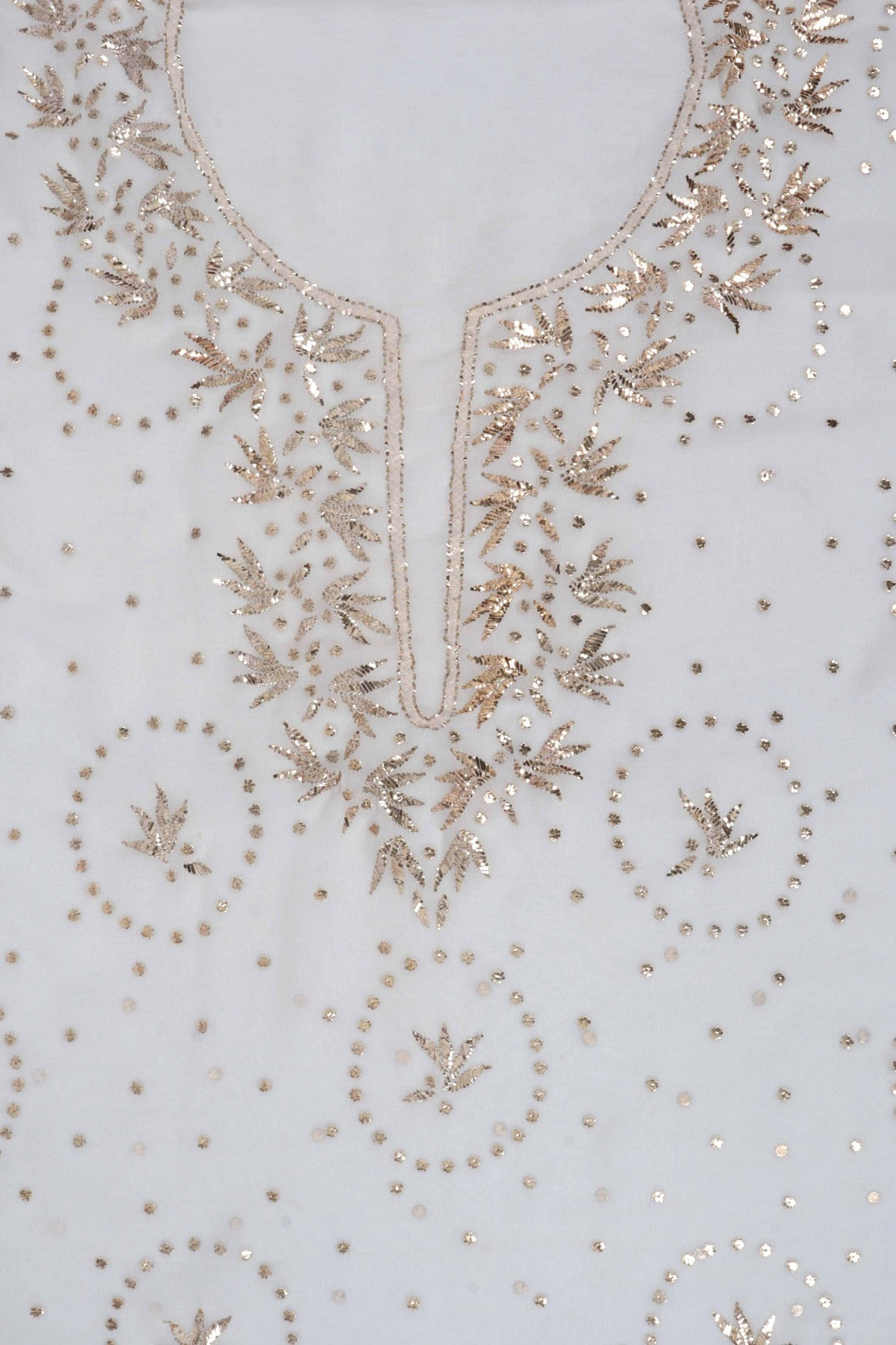 Ada Hand Embroidered Off White Pure Georgette Lucknowi Chikankari Unstitched Kurta Dupatta Set With Muqaish Work A580365