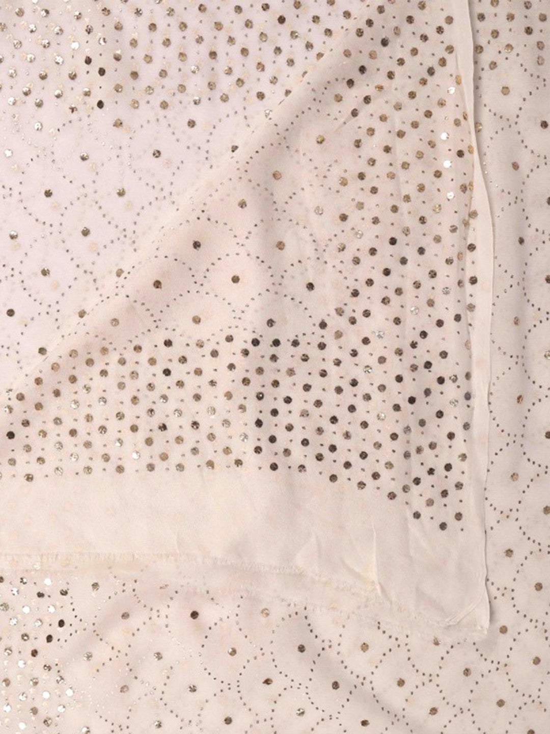 Ada Hand Embroidered White Pure Georgette Lucknowi Chikankari Dupatta with Muqaish Work A585694