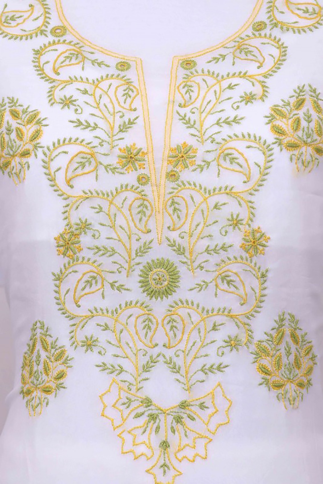 Ada Hand Embroidered White Georgette Lucknowi Chikankari Unstitched Kurta Dupatta Set A442515