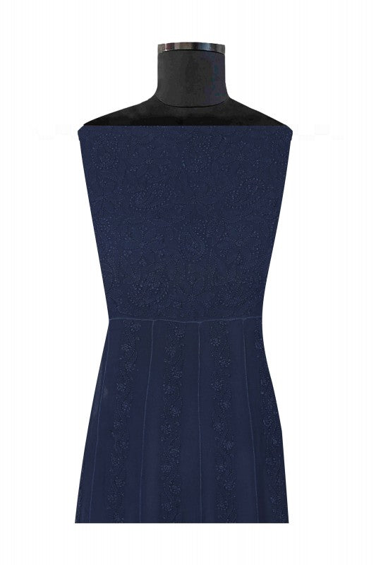 Ada Hand Embroidered Navy Blue Georgette Lucknowi Chikan Semi-Stitched Anarkali Kurta A566977
