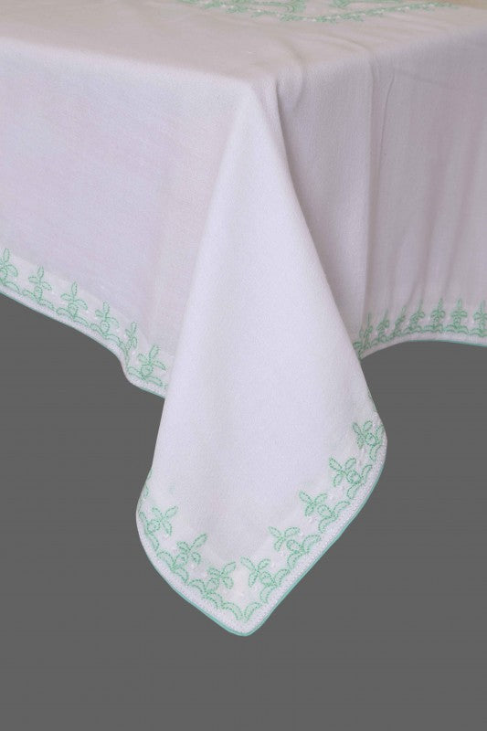 Ada Hand Embroidered White Cotton Lucknowi Chikankari Table Cover A475725