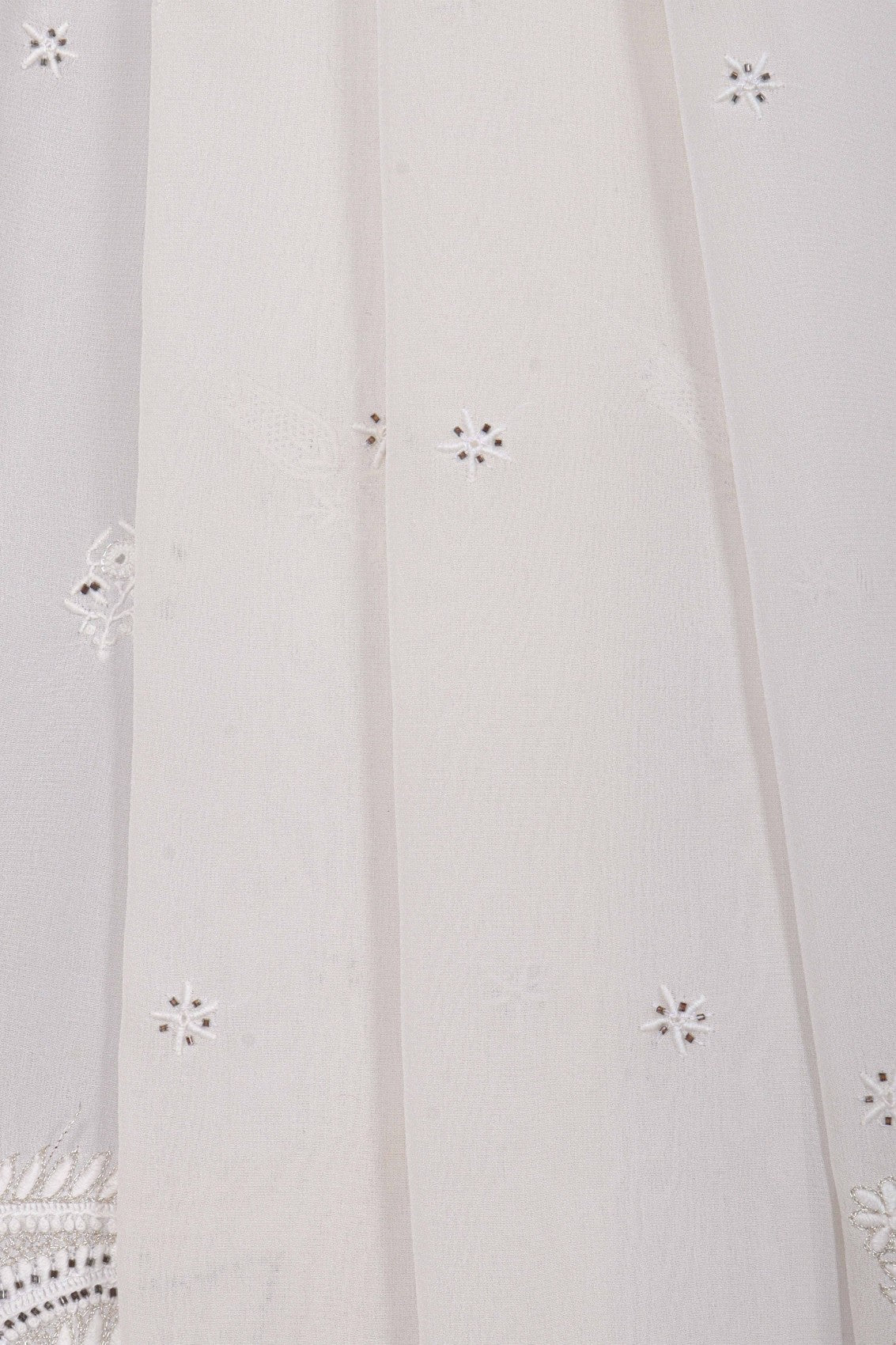 Ada Hand Embroidered White Pure Georgette Lucknowi Chikankari Dupatta With Zari Work A341283