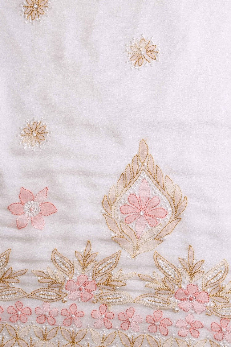 Ada Hand Embroidered Off White Georgette Lucknowi Chikankari Saree with Blouse A610322