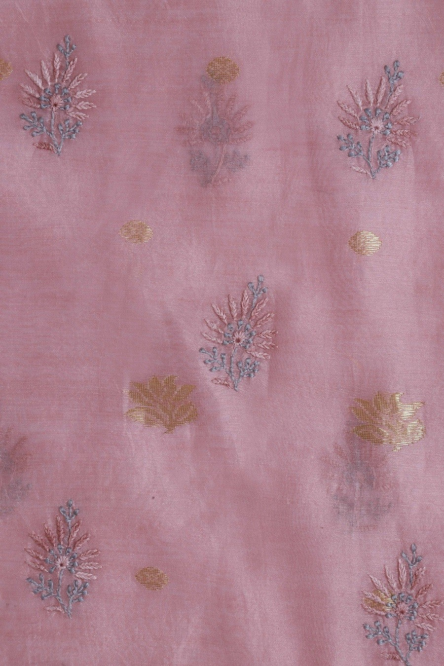 Ada Hand Embroidered Lavender Chanderi Lucknowi Chikan Unstitched Kurta Dupatta Set A622154
