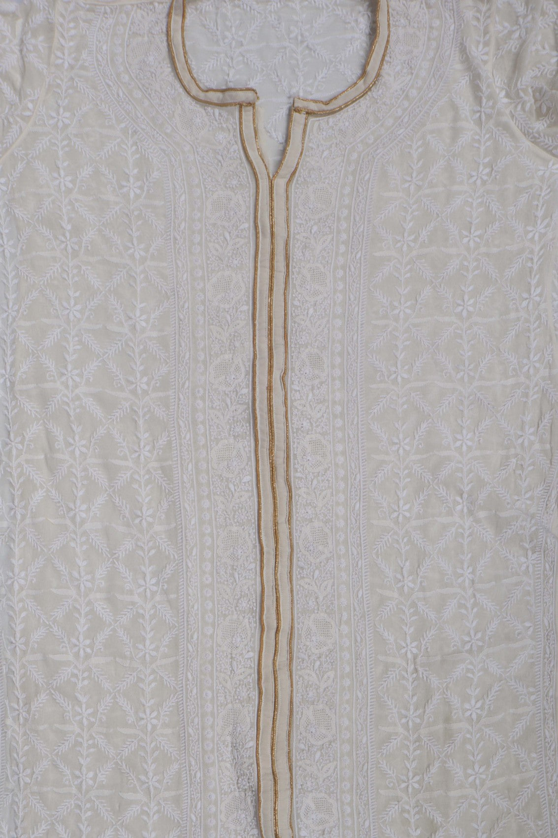 Ada Hand Embroidered Off White Pure Georgette Lucknowi Chikankari Semi-Stitched Suit Set A350967