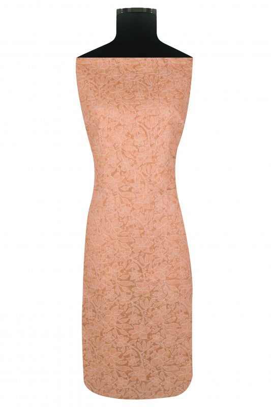 Ada Hand Embroidered Peach Kota Lucknowi Chikan Unstitched Kurta Piece A185756