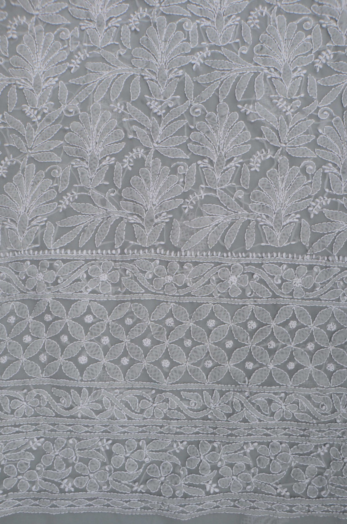 Ada Hand Embroidered Grey Georgette Lucknowi Chikankari Unstitched Suit Piece 01A262086