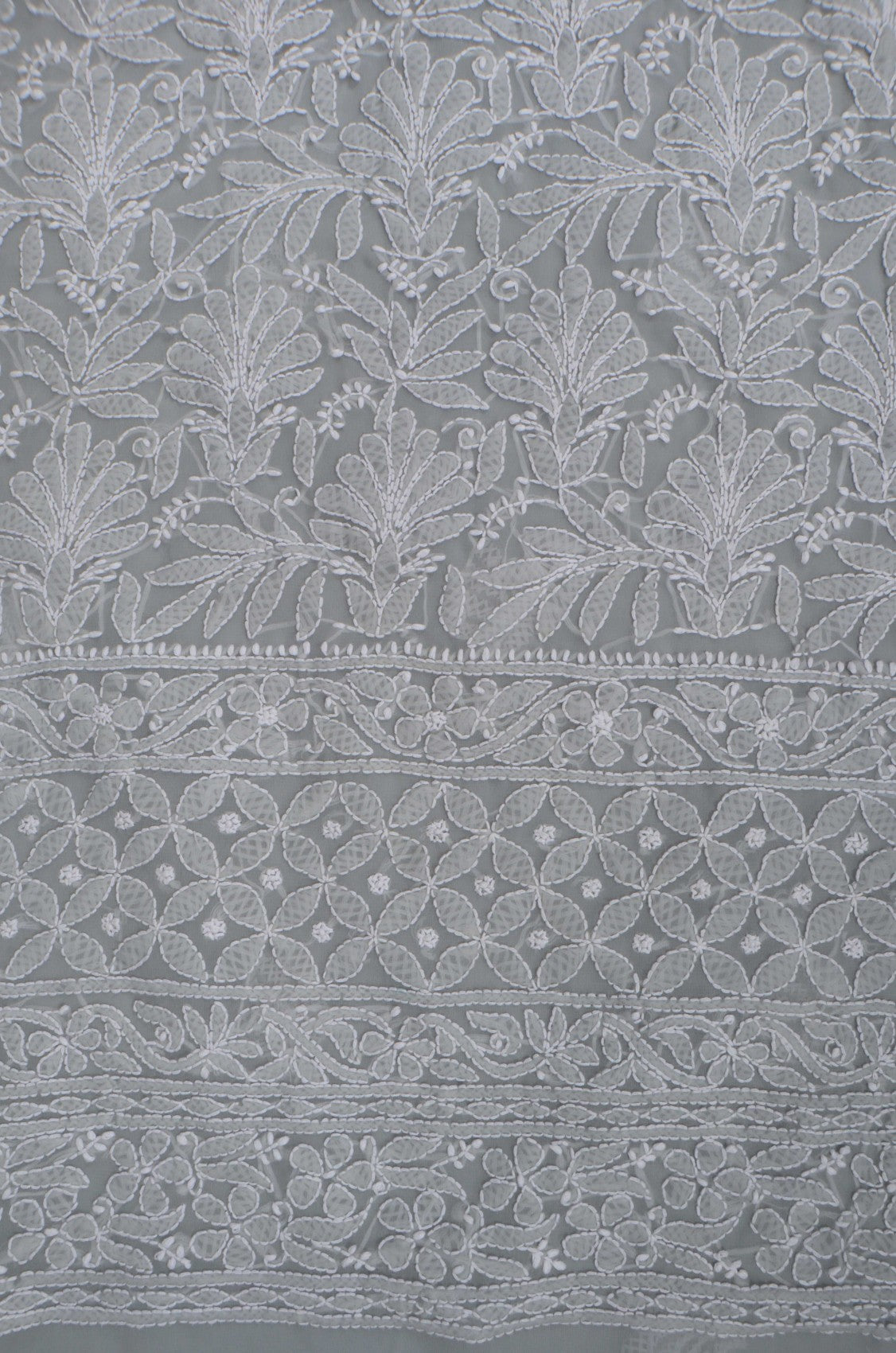 Ada Hand Embroidered Grey Georgette Lucknowi Chikankari Unstitched Suit Piece 01A262086