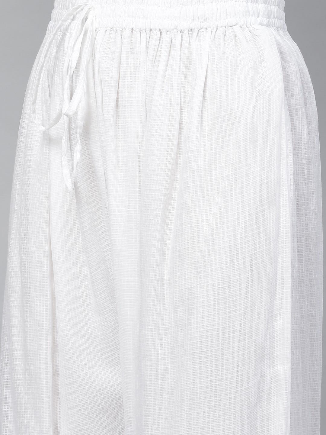 Ada Hand Embroidered White Kota Lucknowi Chikankari Straight Kurta Set With Slip A811111