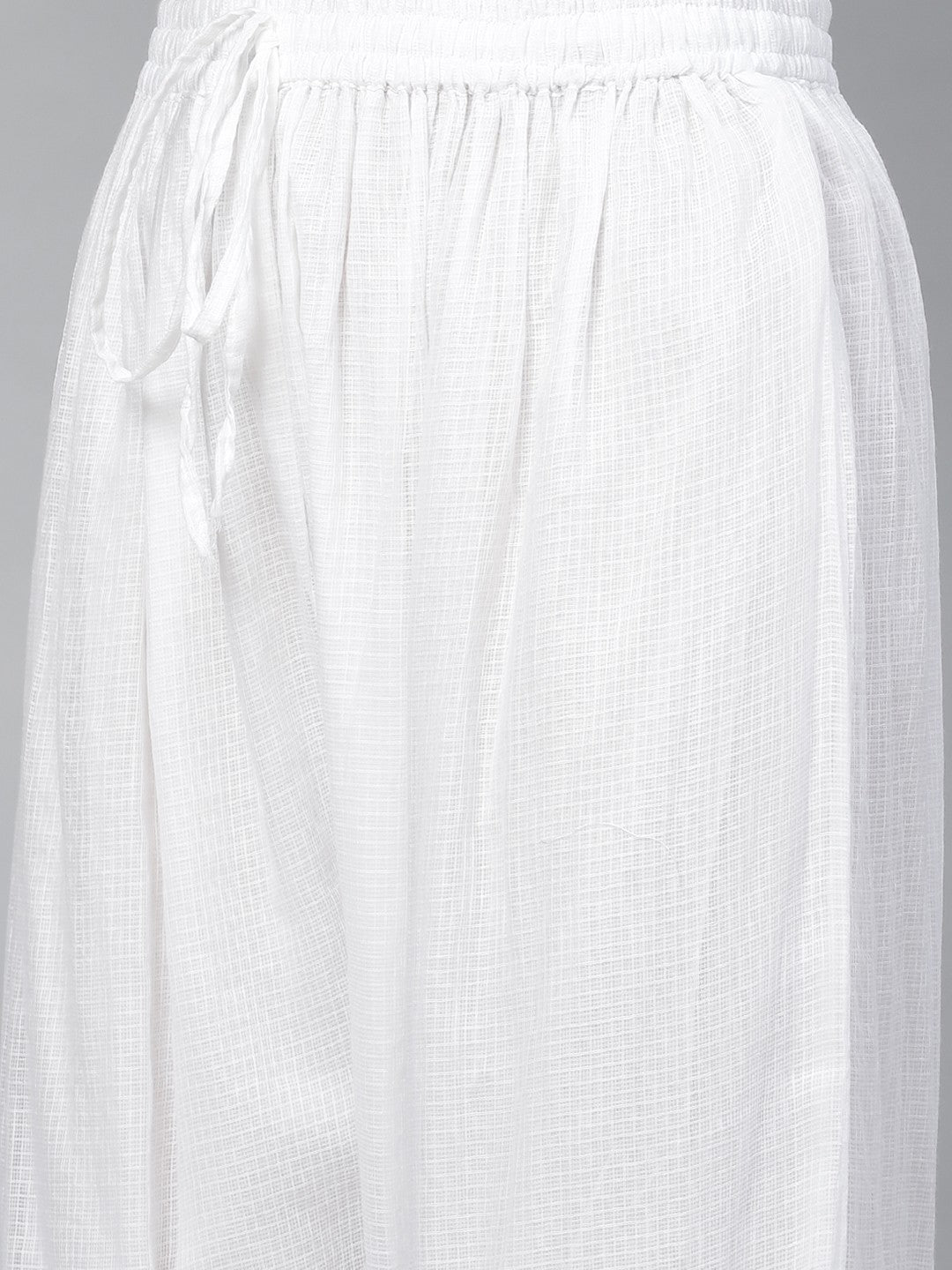 Ada Hand Embroidered White Kota Lucknowi Chikankari Straight Kurta Set With Slip A811111