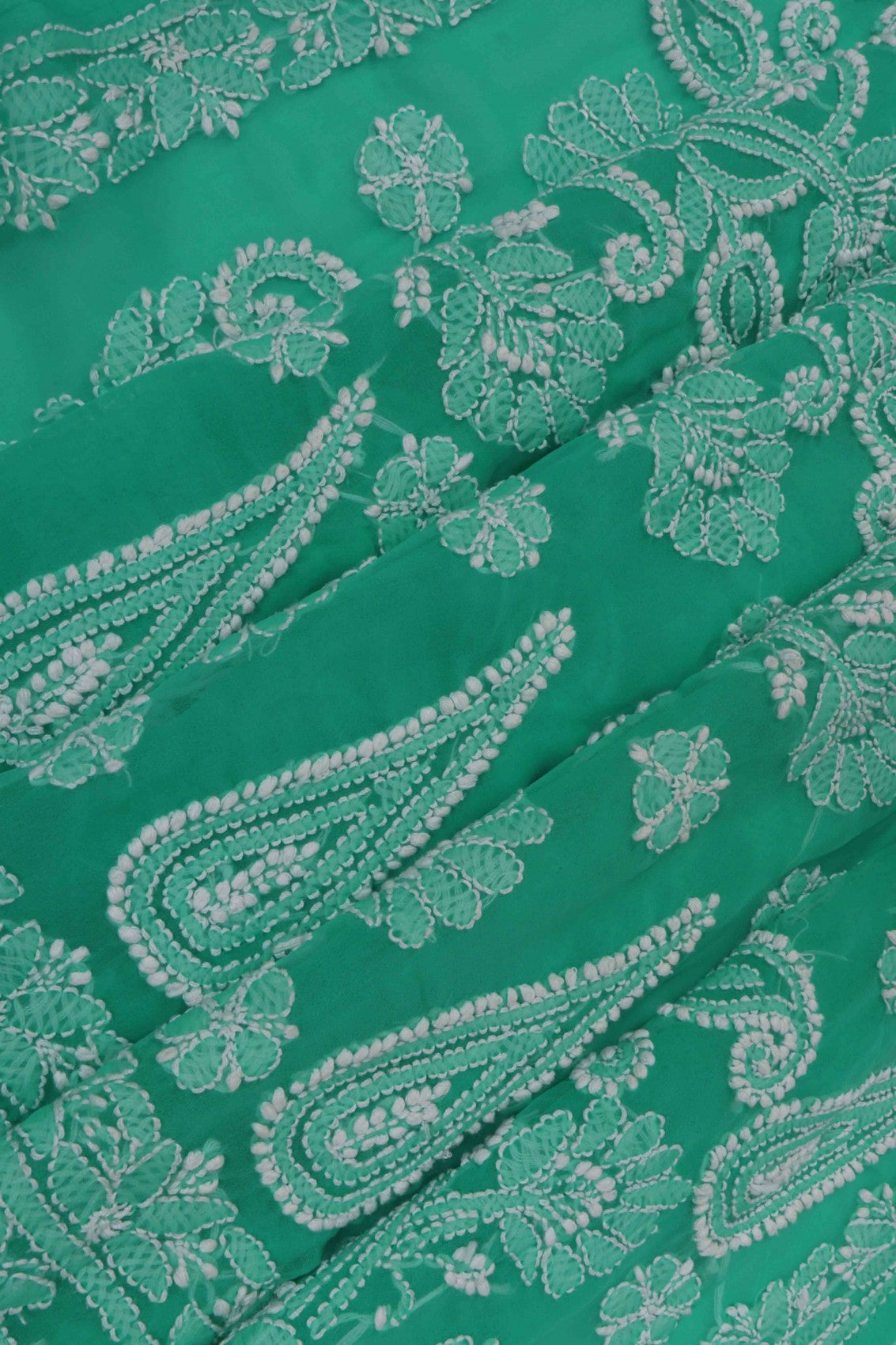 Ada Hand Embroidered Light Green Georgette Lucknowi Chikankari Saree With Blouse A569542