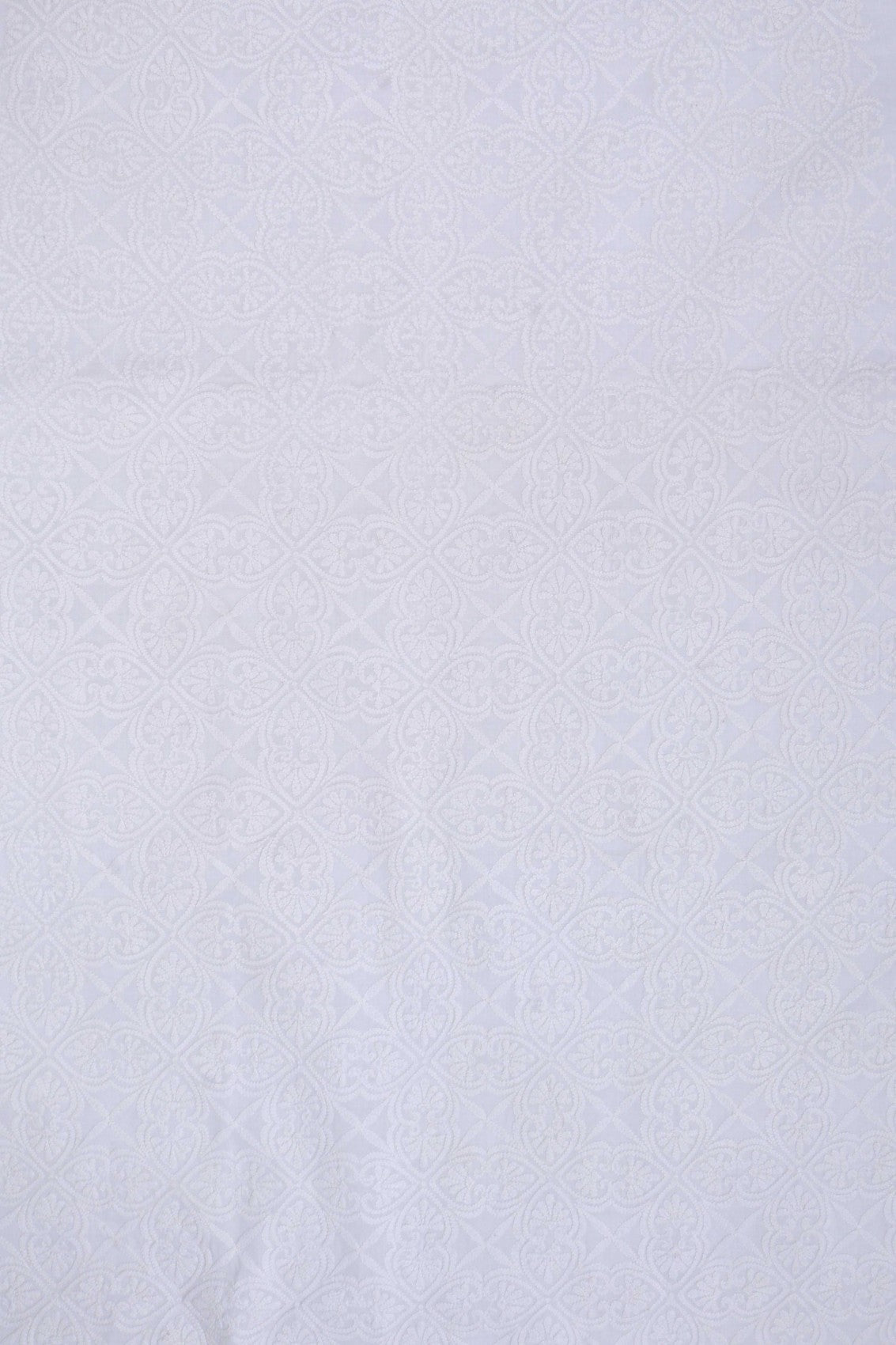 Ada Hand Embroidered White Cotton Lucknowi Chikankari Unstitched Men's Kurta Piece 01A234151