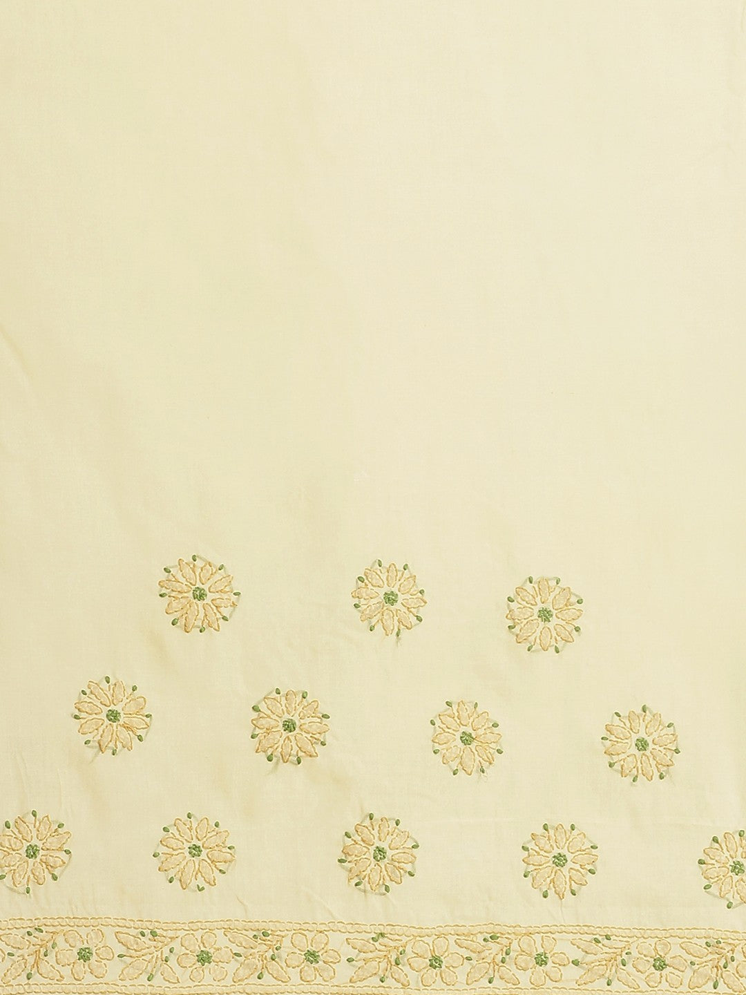 Ada Hand Embroidered Beige Cotton Lucknow Chikan Saree With Blouse A311203