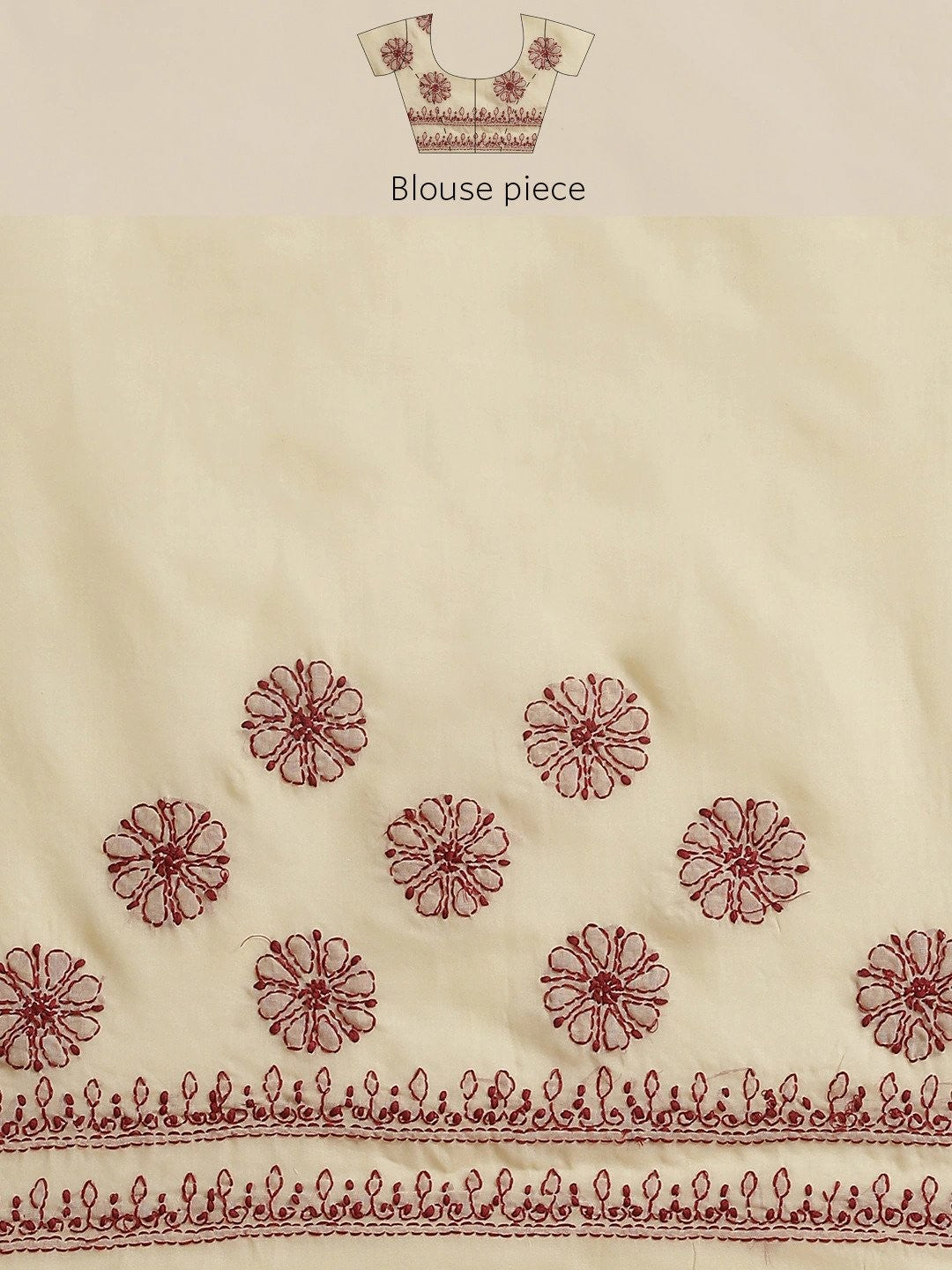 Ada Hand Embroidered Beige Cotton Lucknow Chikan Saree With Blouse A311285