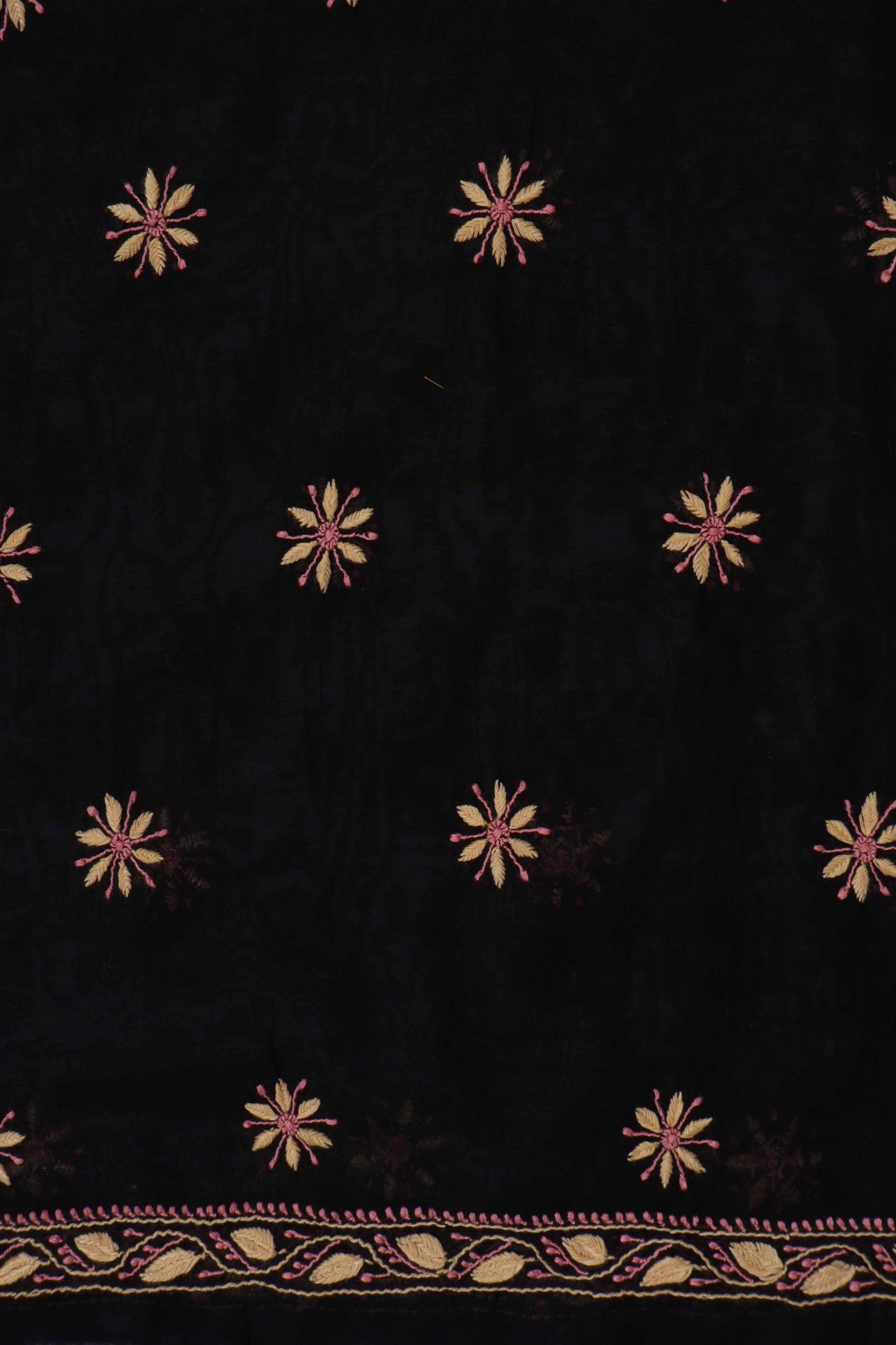 Ada Hand Embroidered Black Chanderi Lucknowi Chikan Unstitched Kurta Dupatta Set A609249