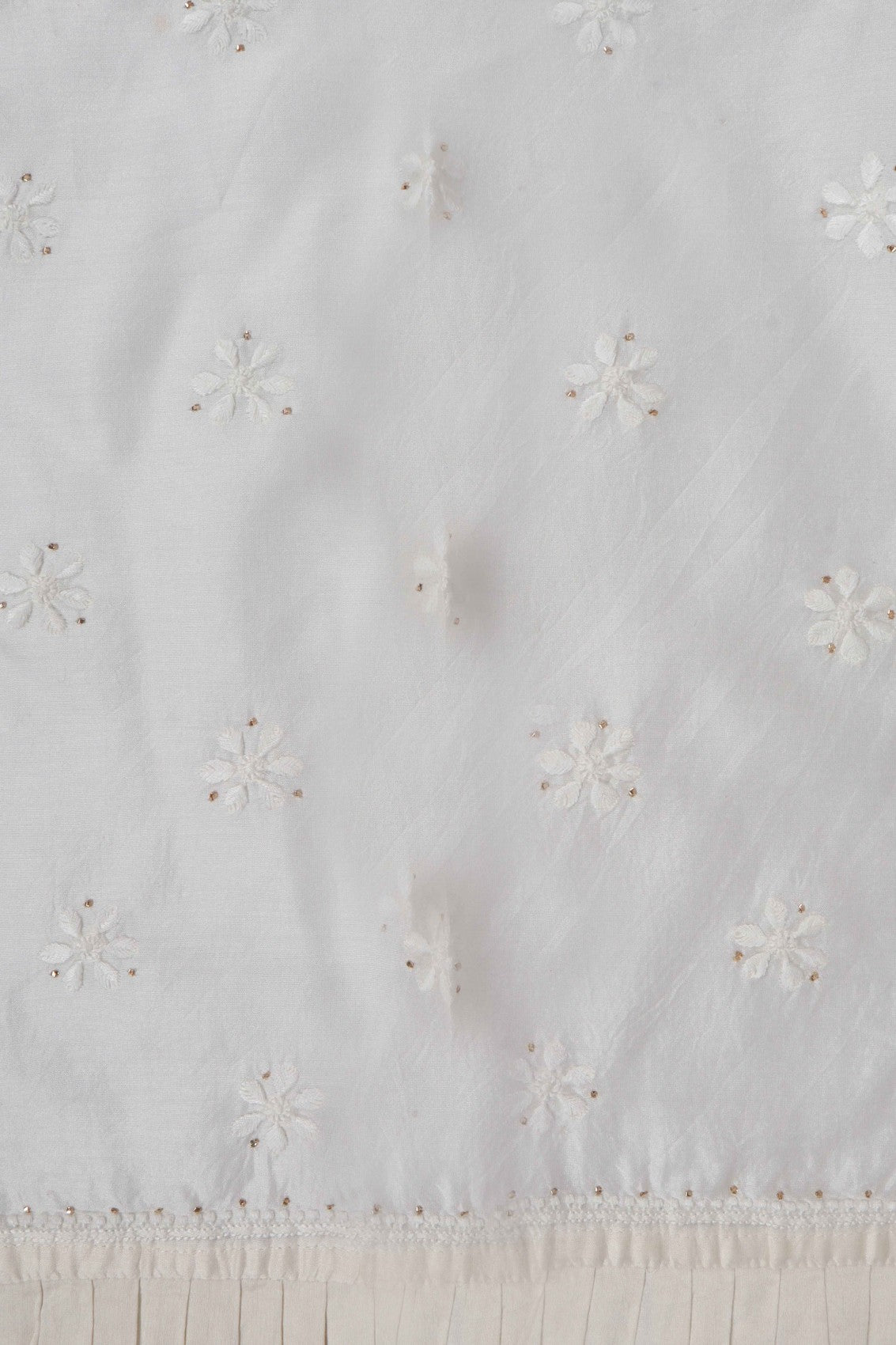 Ada Hand Embroidered Cream Chanderi Lucknowi Chikankari Kurta/Jacket With Muqaish Work A597292