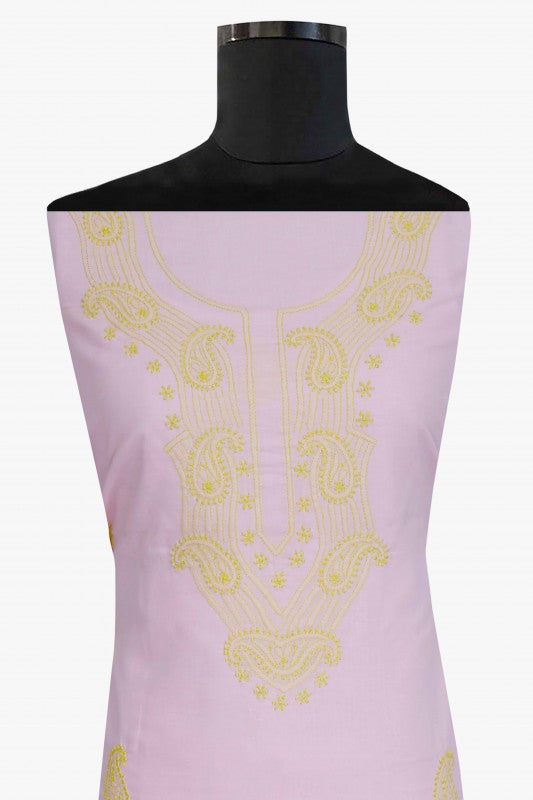 Ada Hand Embroidered Pink Cotton Lucknowi Chikankari Unstitched Kurta Piece - A198478
