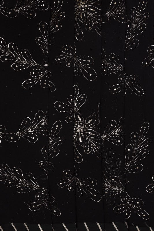 Ada Hand Embroidered Black Pure Georgette Lucknowi Chikankari Saree/Blouse with Muqaish Work A331928