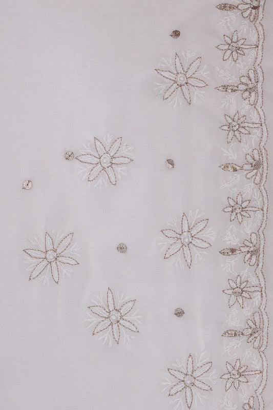 Ada Hand Embroidered White Georgette Lucknowi Chikankari Saree /Blouse with Gota Patti Work A42302