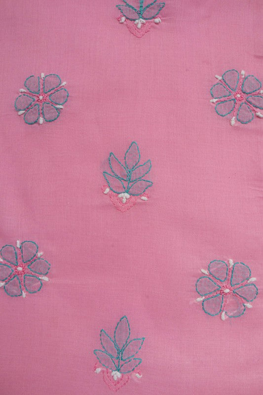 Ada Hand Embroidered Pink Cotton Lucknowi Chikan Unstitched Suit Piece A609773