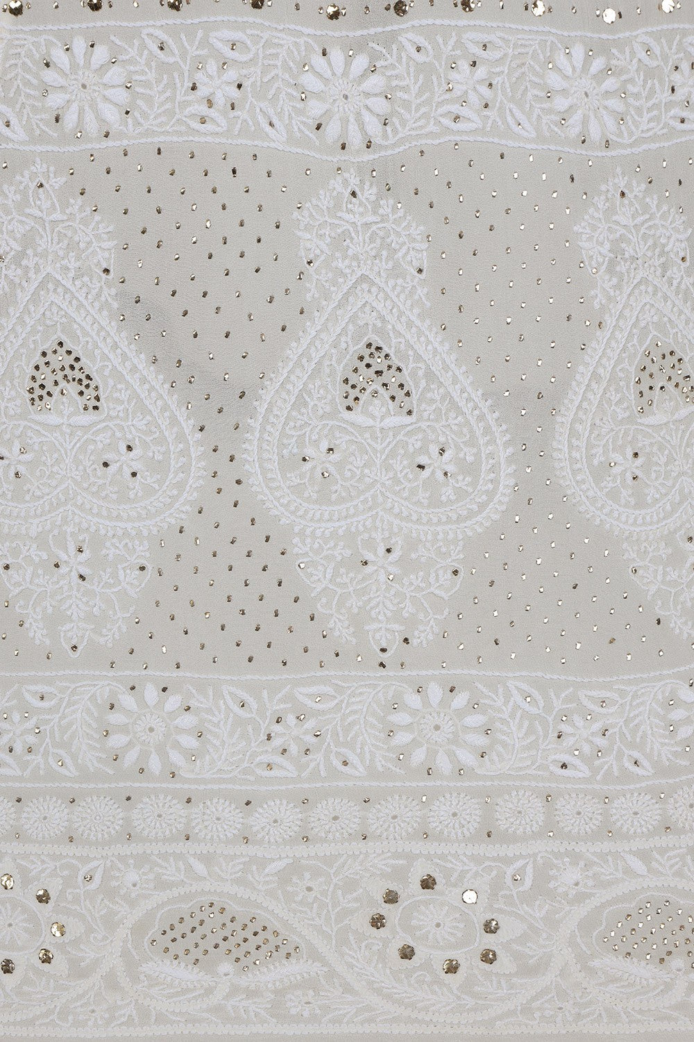 Ada Hand Embroidered White Pure Georgette Lucknowi Chikankari Lehenga Set With Muqaish Work– A617821