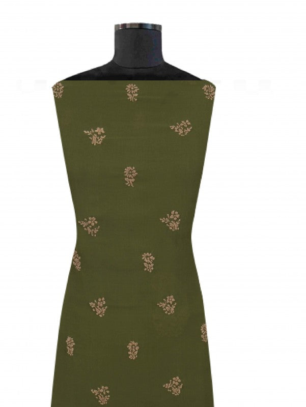 Ada Hand Embroidered Sage Green Georgette Lucknowi Chikan Unstitched Kurta Piece A316173