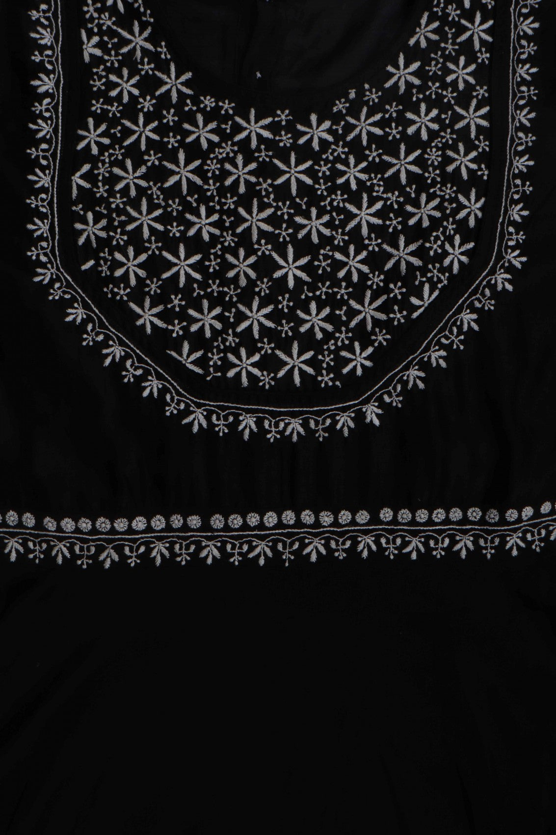 Ada Hand Embroidered Black Chanderi Lucknowi Chikankari Semi-Stitched Anarkali Kurta Dupatta Set 01A216284