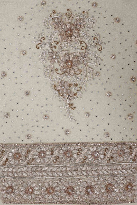 Ada Hand Embroidered Cameo Pink/Cream Pure Georgette Lucknowi Chikankari Lehenga Set With Gota patti Work– A574997