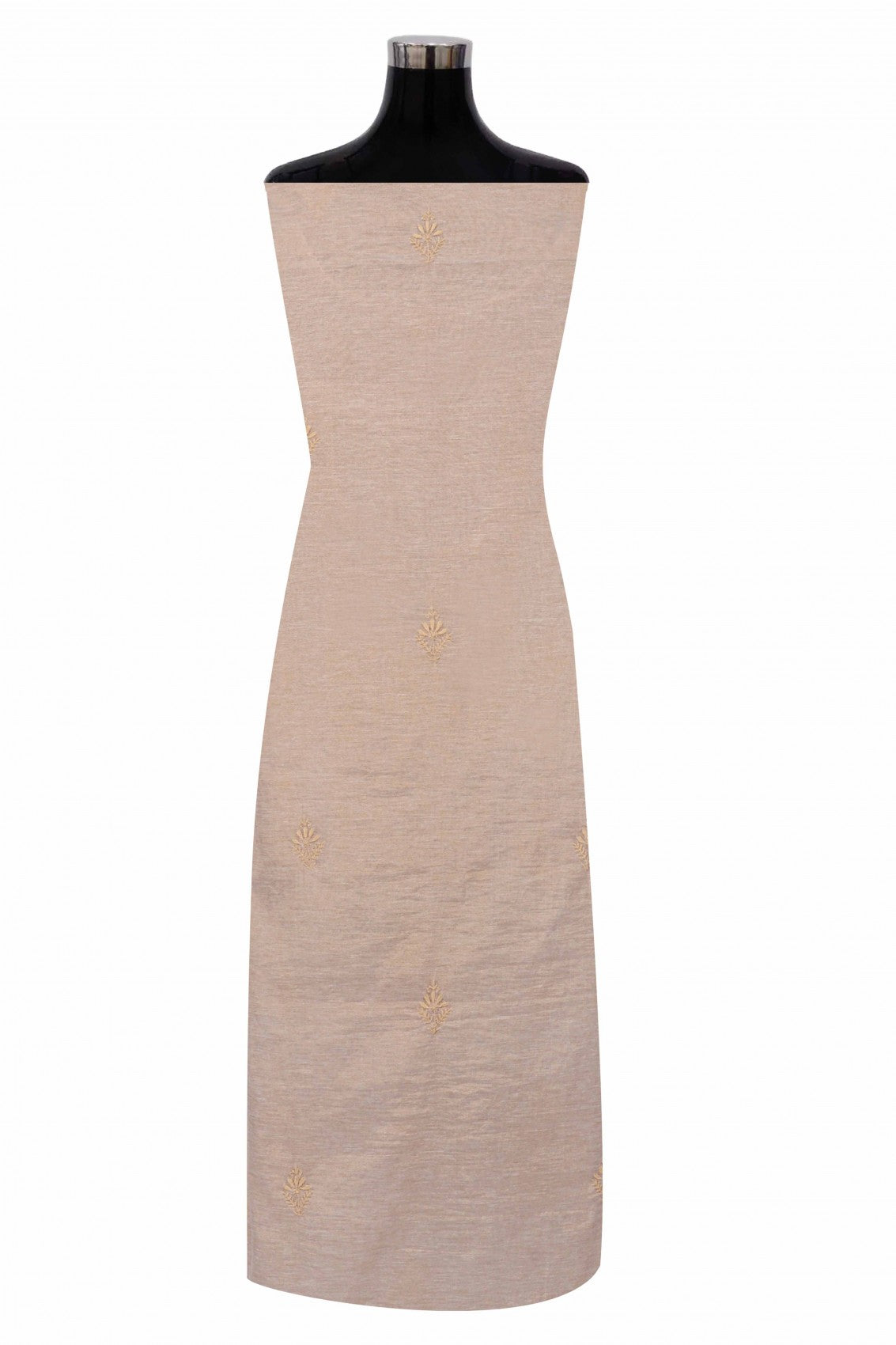 Ada Hand Embroidered Natural Fawn Tissue Lucknowi Chikankari Unstitched Kurta Dupatta Set 01A138184