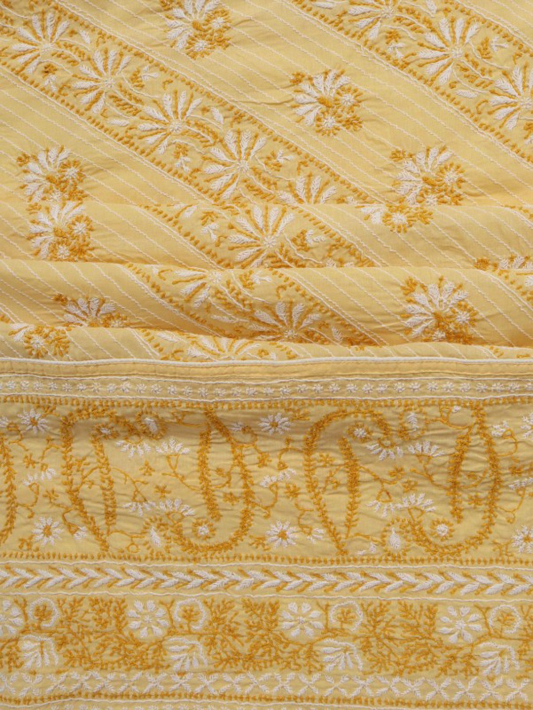 Ada Hand Embroidered Fawn Cotton Lucknowi Chikankari Unstitched Suit Piece A622461
