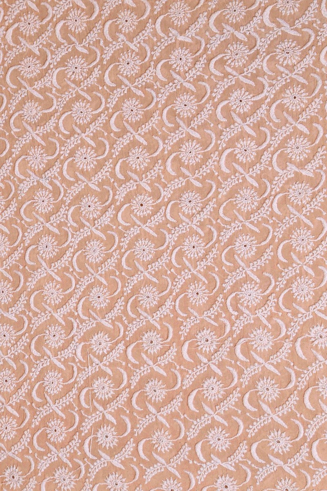 Ada Hand Embroidered Peach Pure Georgette Lucknowi Chikankari Unstitched Suit Piece A171903