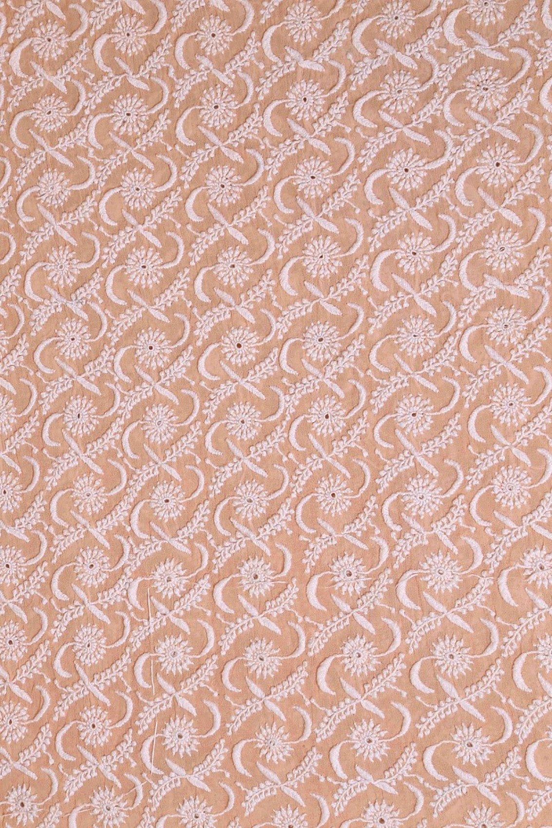 Ada Hand Embroidered Peach Pure Georgette Lucknowi Chikankari Unstitched Suit Piece A171903