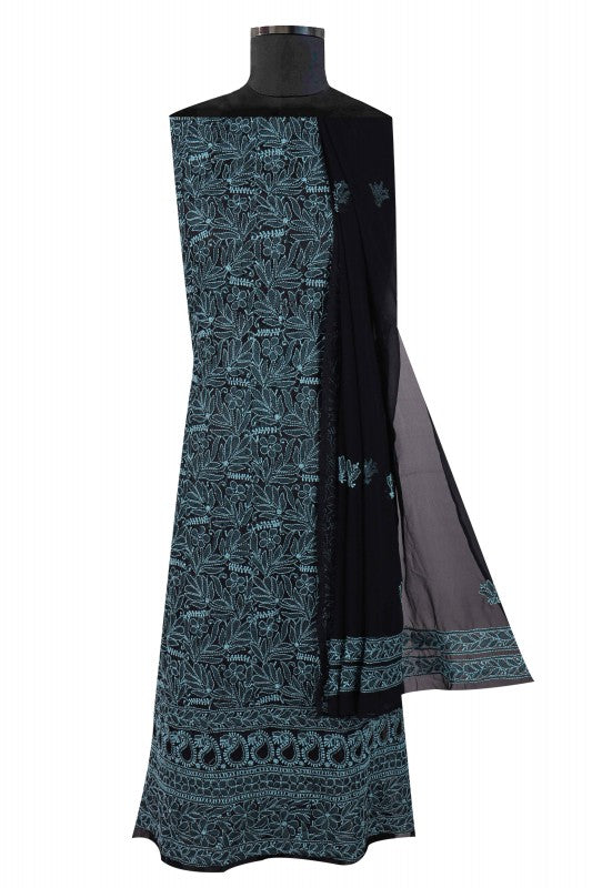 Ada Hand Embroidered Black Georgette Lucknowi Chikankari Unstitched Suit Piece 01A120728