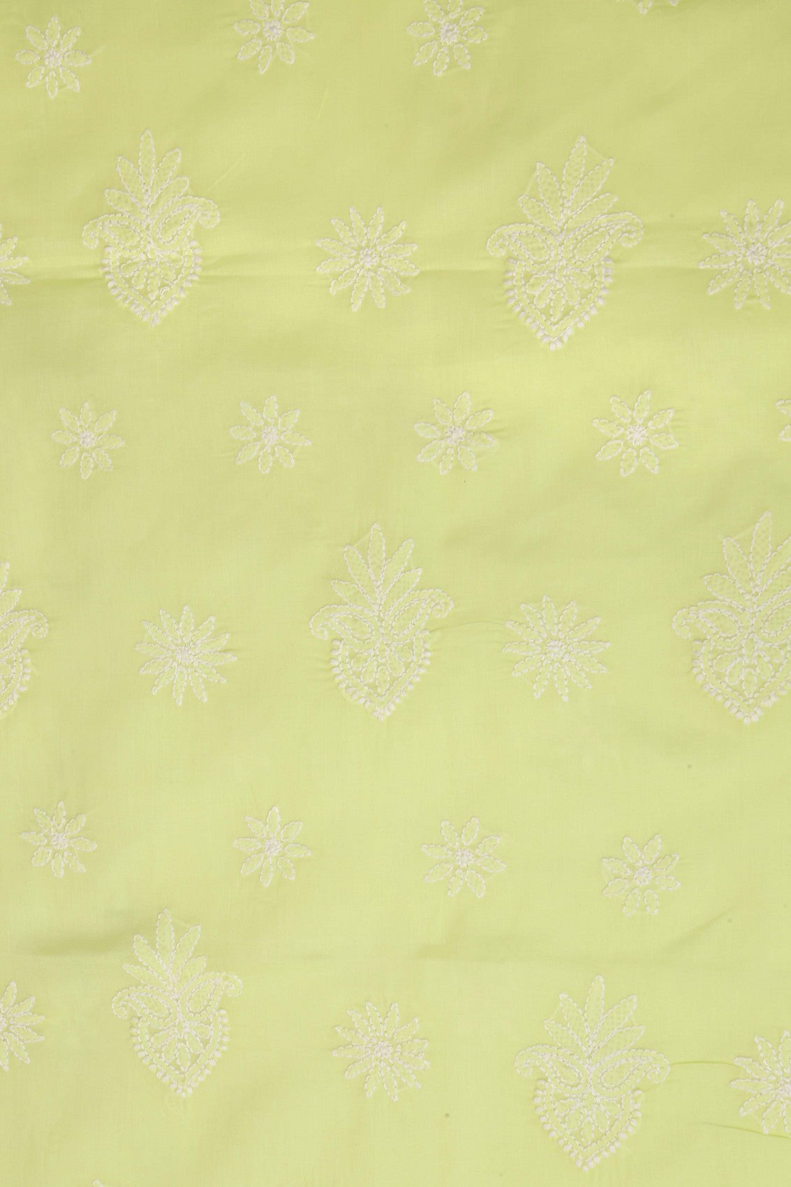 Ada Hand Embroidered Lemon Cotton Lucknowi Chikankari Unstitched Suit Piece A211209