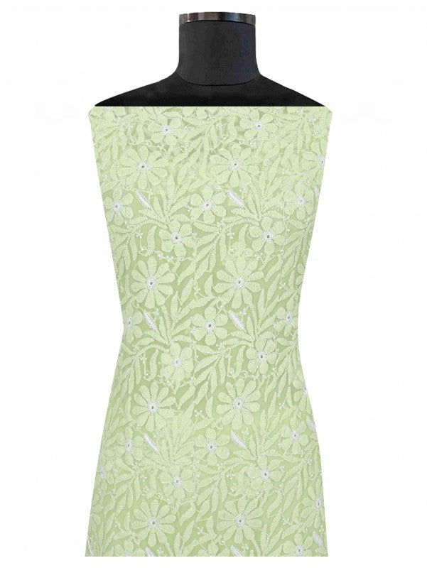 Ada Hand Embroidered Lizard Green Georgette Lucknowi Chikankari Unstitched Suit Piece 01A209281