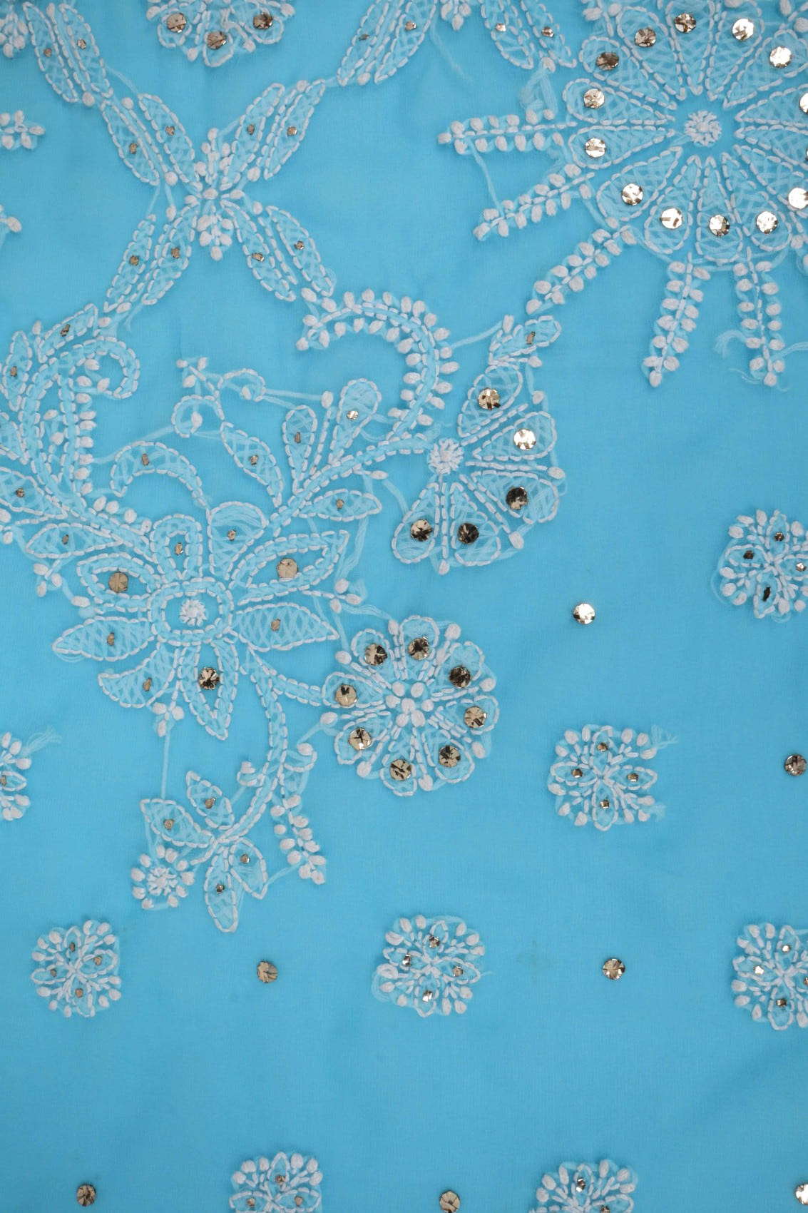 Ada Hand Embroidered Blue Georgette Lucknowi Chikankari Saree/Blouse With Muqaish Work A594465