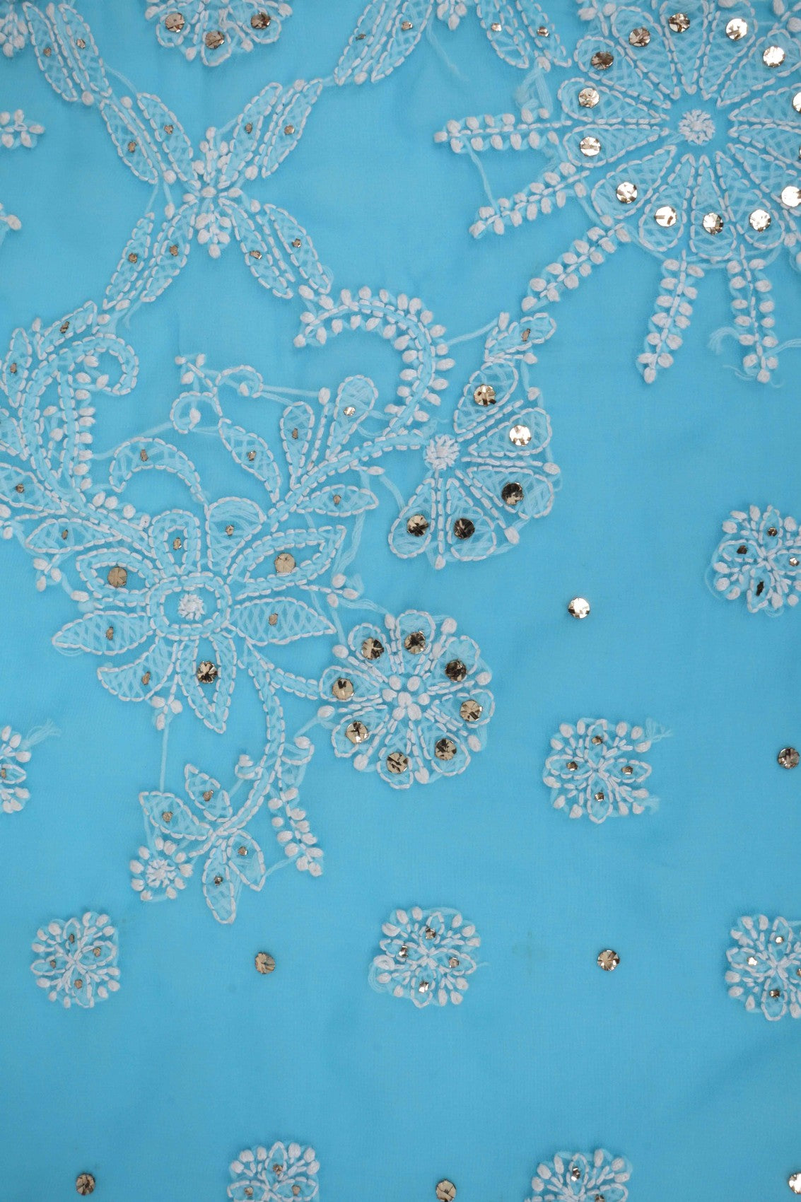 Ada Hand Embroidered Blue Georgette Lucknowi Chikankari Saree/Blouse With Muqaish Work A594465