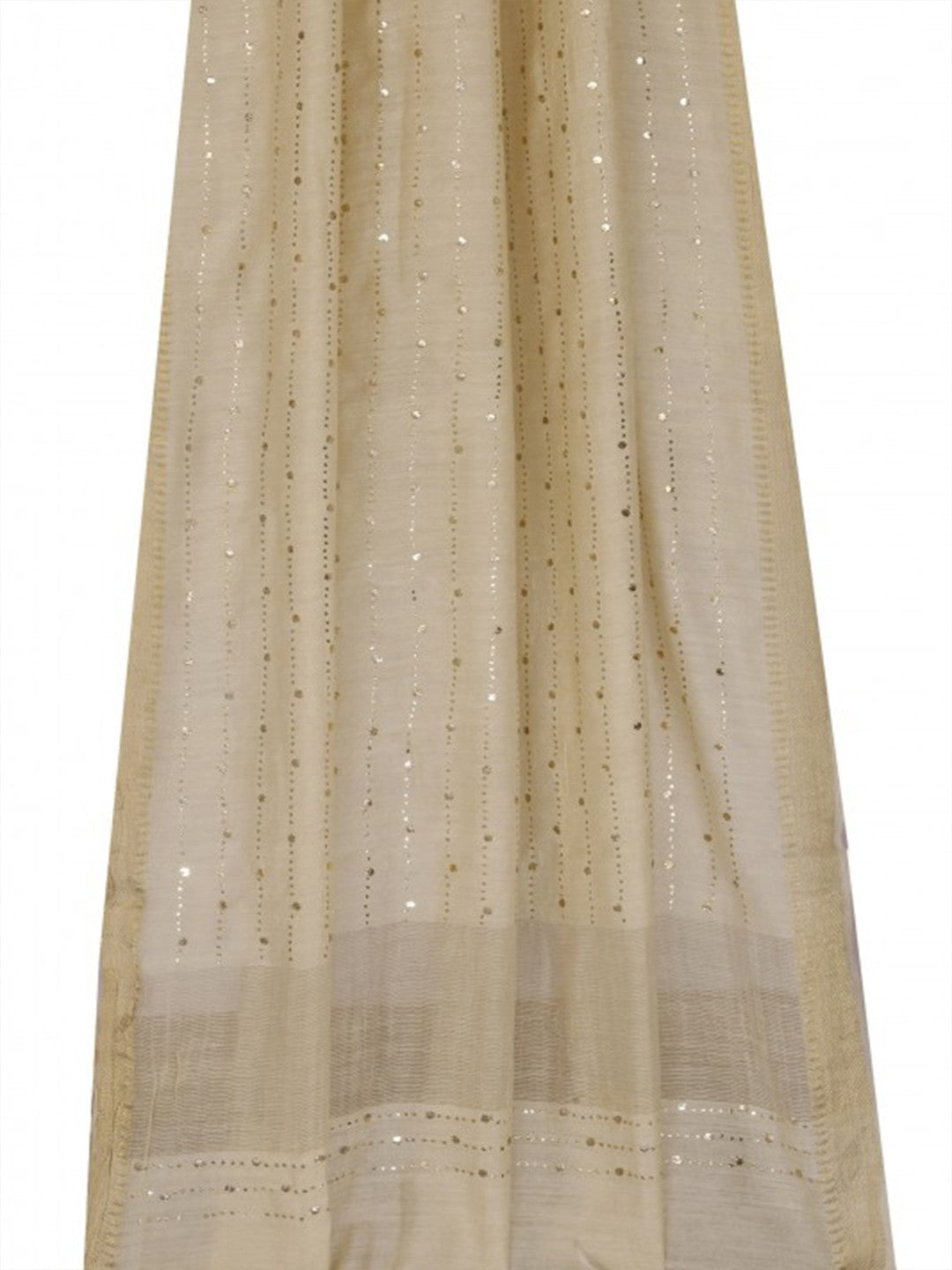 Ada Hand Embroidered Natural Fawn Silk Lucknowi Chikankari Dupatta With Muqaish Work A520531