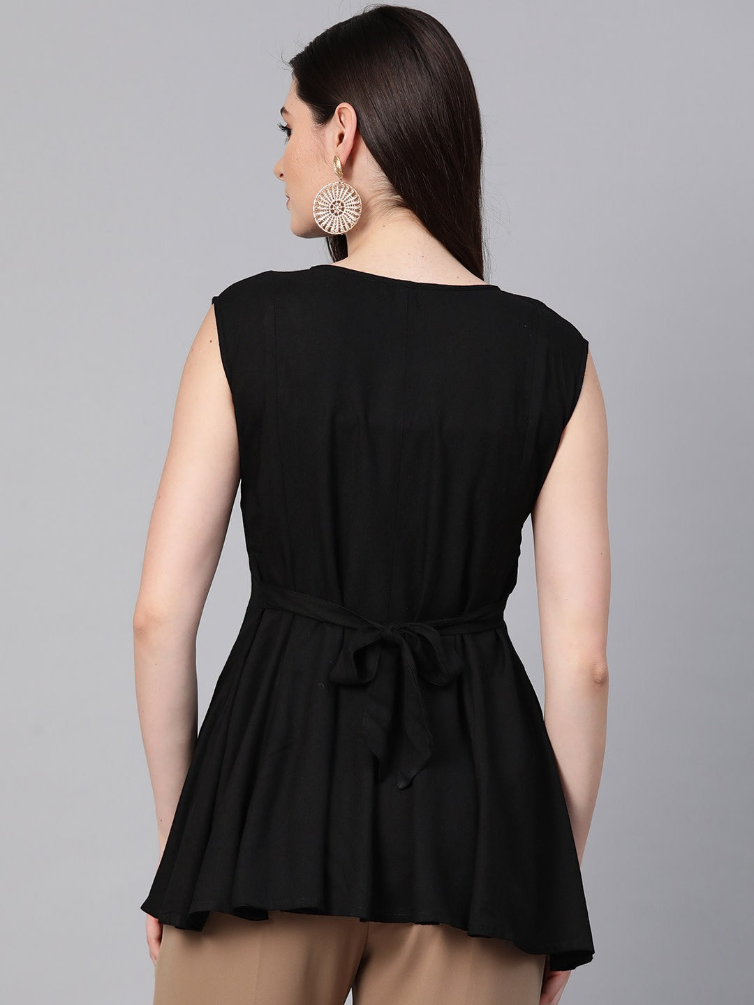 Ada Hand Embroidered Black Rayon Lucknow Chikan Top A100382