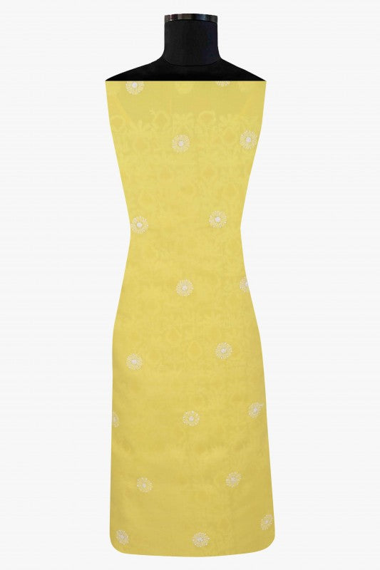 Ada Hand Embroidered Bright Yellow Cotton Lucknowi Chikankari Unstitched Suit Piece 01A39174