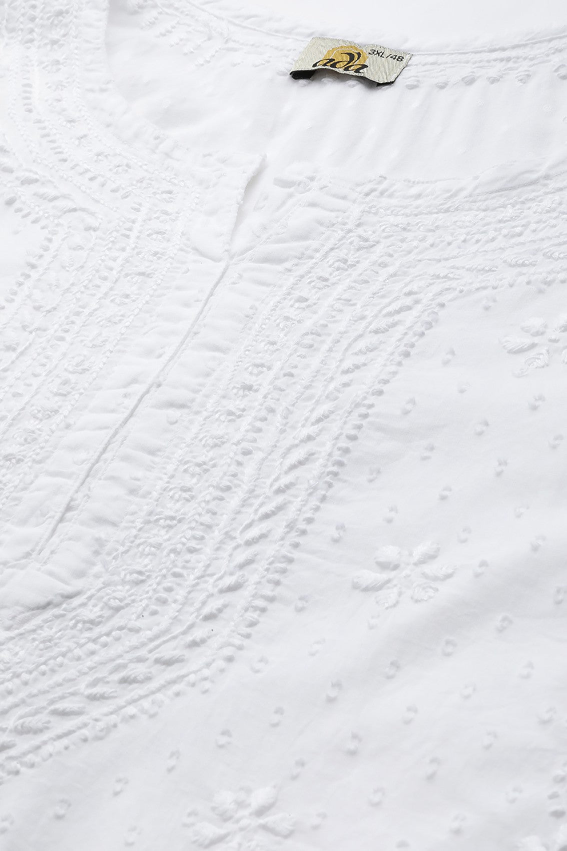 Ada Hand Embroidered White Cotton Lucknow Chikankari Straight Kurta A411323