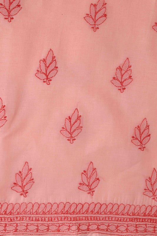 Ada Hand Embroidered Light Pink Cotton Lucknowi Chikan Unstitched Suit Piece-A211117